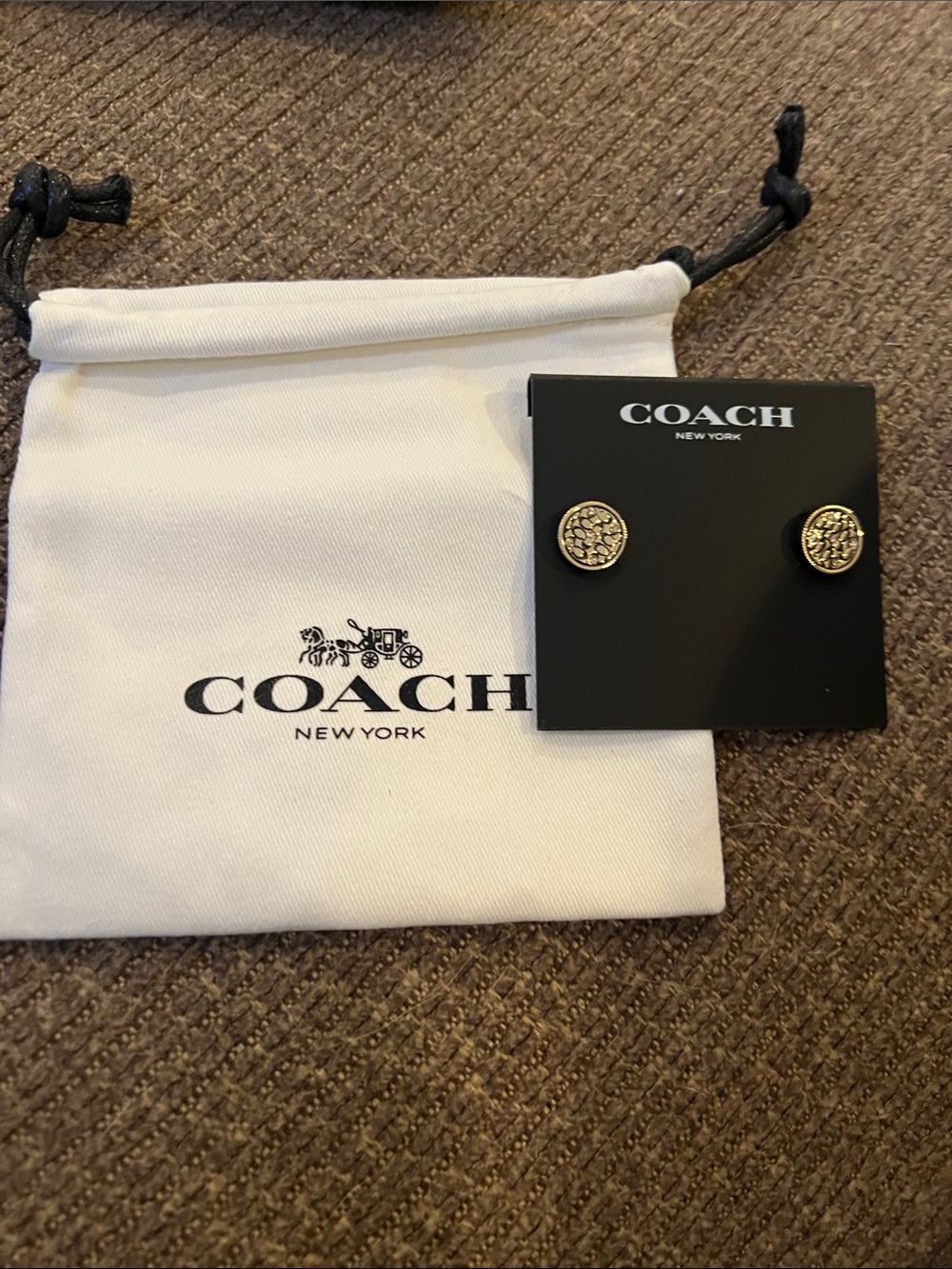 Coach Gold-Tone earrings new with bag